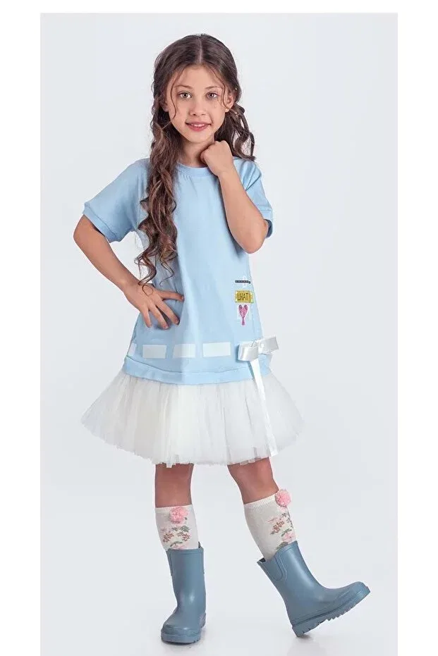 Детское платье для девочек спортивное с пачкой Summer Combed Cotton Girls' Sports Dress With Tutu Skirt M00703 Mnk Baby&Kids, Blue