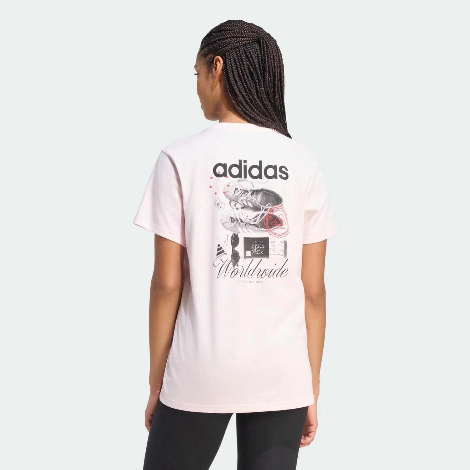Женская футболка свободного кроя с принтом Travel Grafik T-Shirt Adidas, Rosa — фото 3