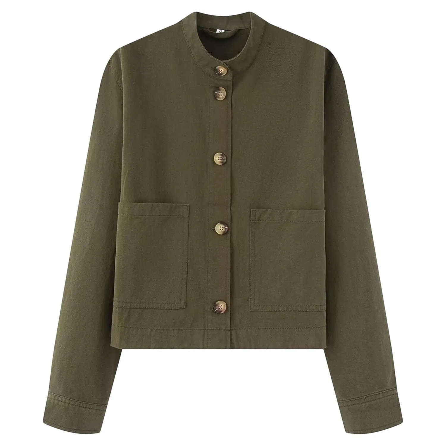 Женская джинсовая куртка с карманами, Verde militare