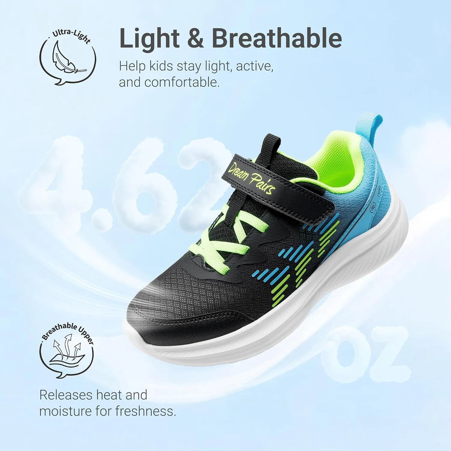 Детские кроссовки для девочек DREAM PAIRS, Black/Blue — фото 3