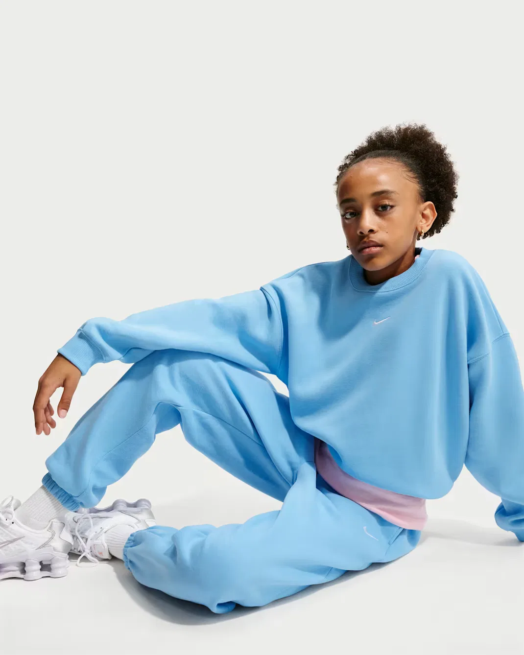 Свободные брюки для девочек Nike Sportswear Studio Fleece, Football Blue/White — фото 4