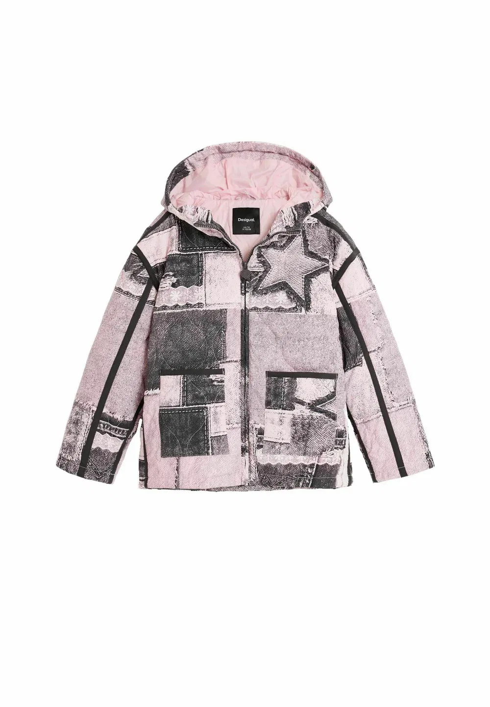 Куртка с капюшоном в стиле коллаж - зимняя куртка Desigual, Gray — фото 3