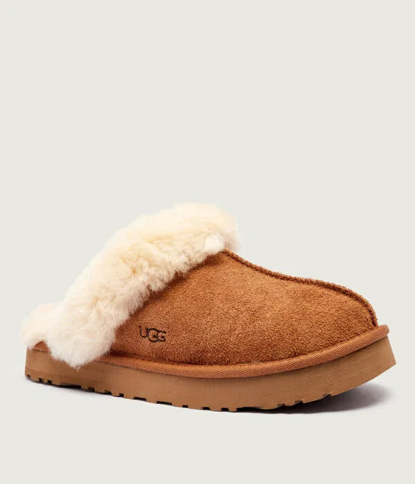 Детские домашние тапочки для девочек из кожи Disquette UGG, Cammello