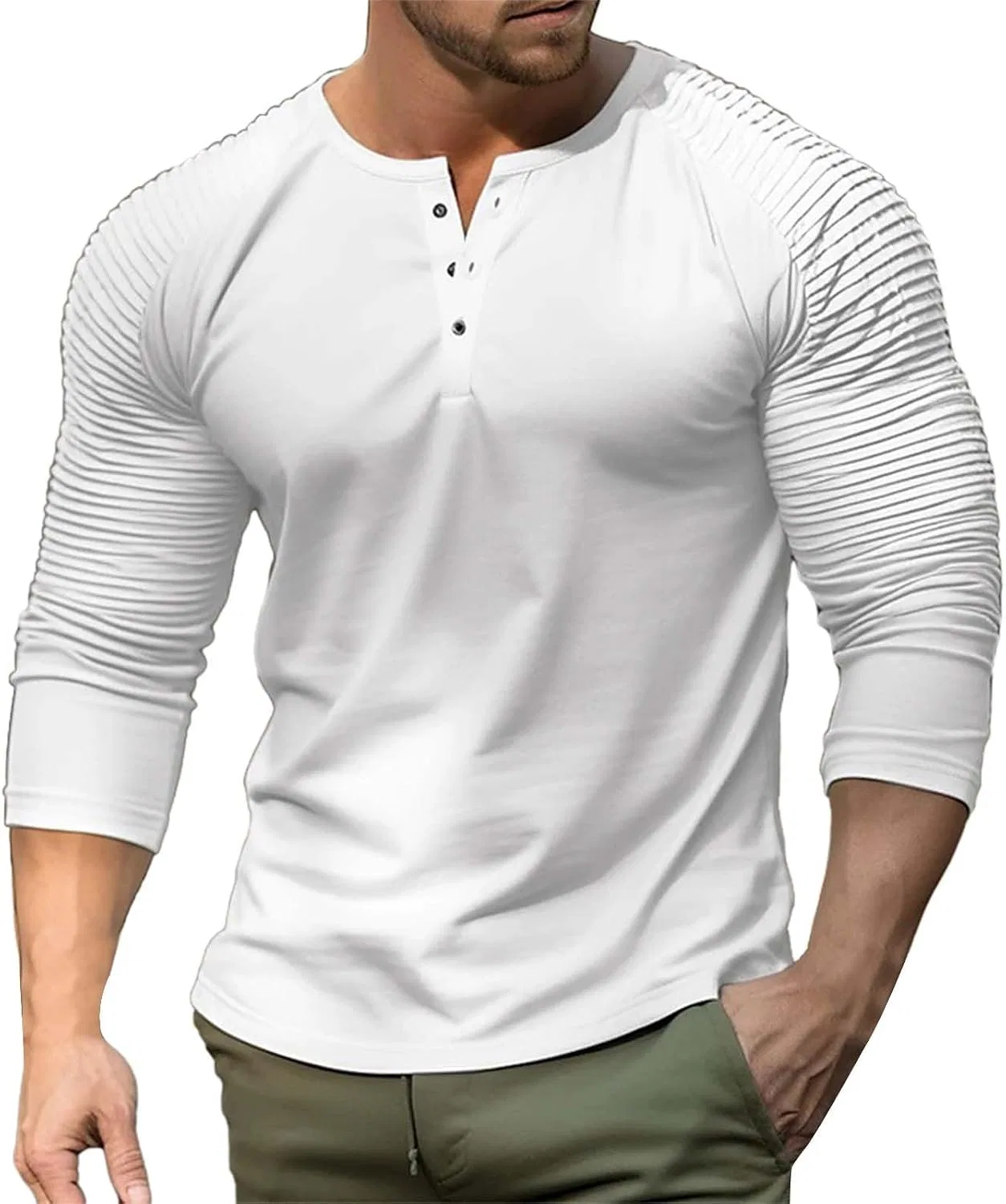 Мужская спортивная футболка поло с длинным рукавом Muscle, White