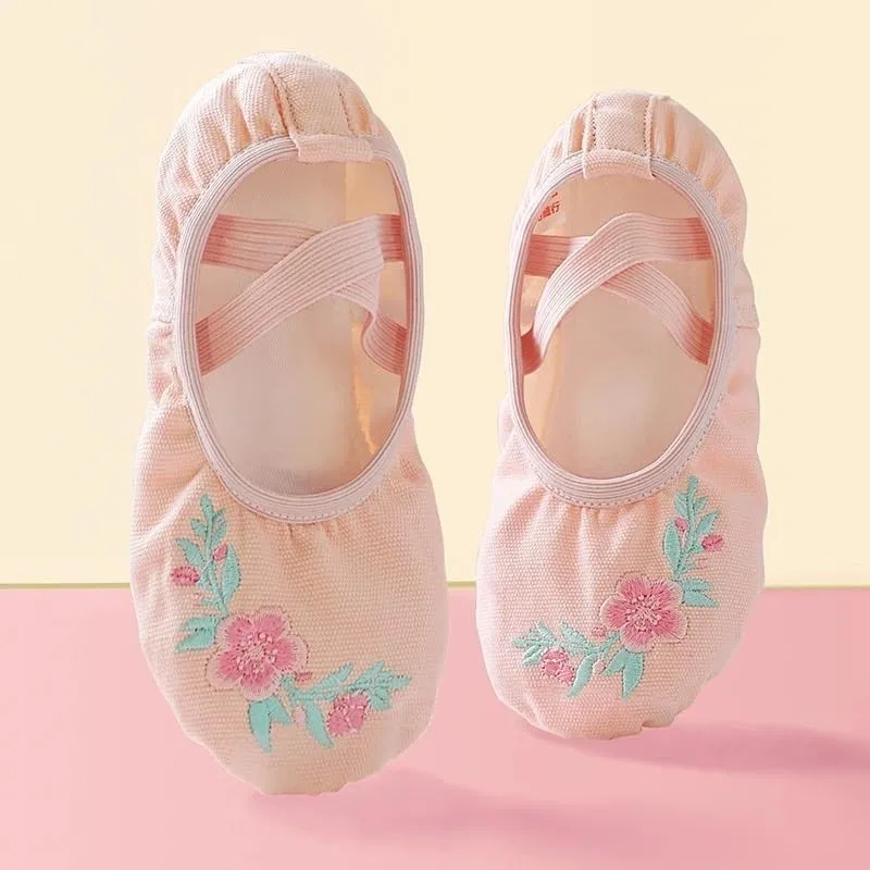 Детские балетки для девочек с вышивкой Ballet Shoes HDNSAUD, Pink — фото 3