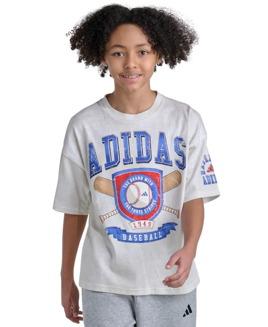 Футболка с коротким рукавом и принтом, модель Baseball T-Shirt adidas, Off White
