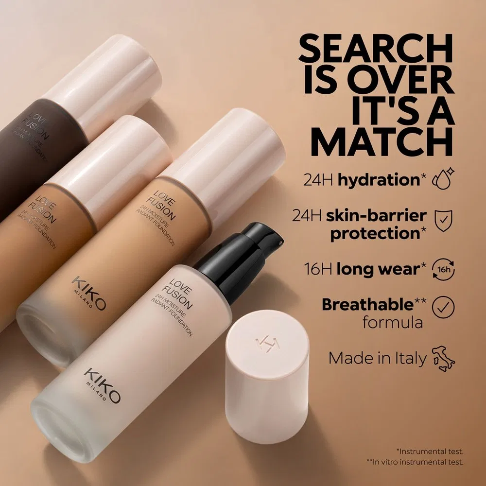 Тональный крем 30 мл с увлажняющим эффектом Love Fusion 24H Moisture Radiant Foundation KIKO Milano — фото 4