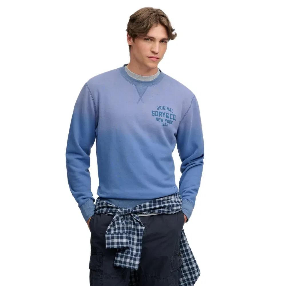 Мужской свитшот с принтом Block Text Crew Superdry, Blue
