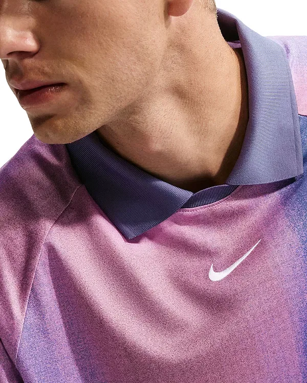 Мужское поло с принтом Jacquard Logo Jersey Polo Shirt Nike, Light Magenta — фото 3