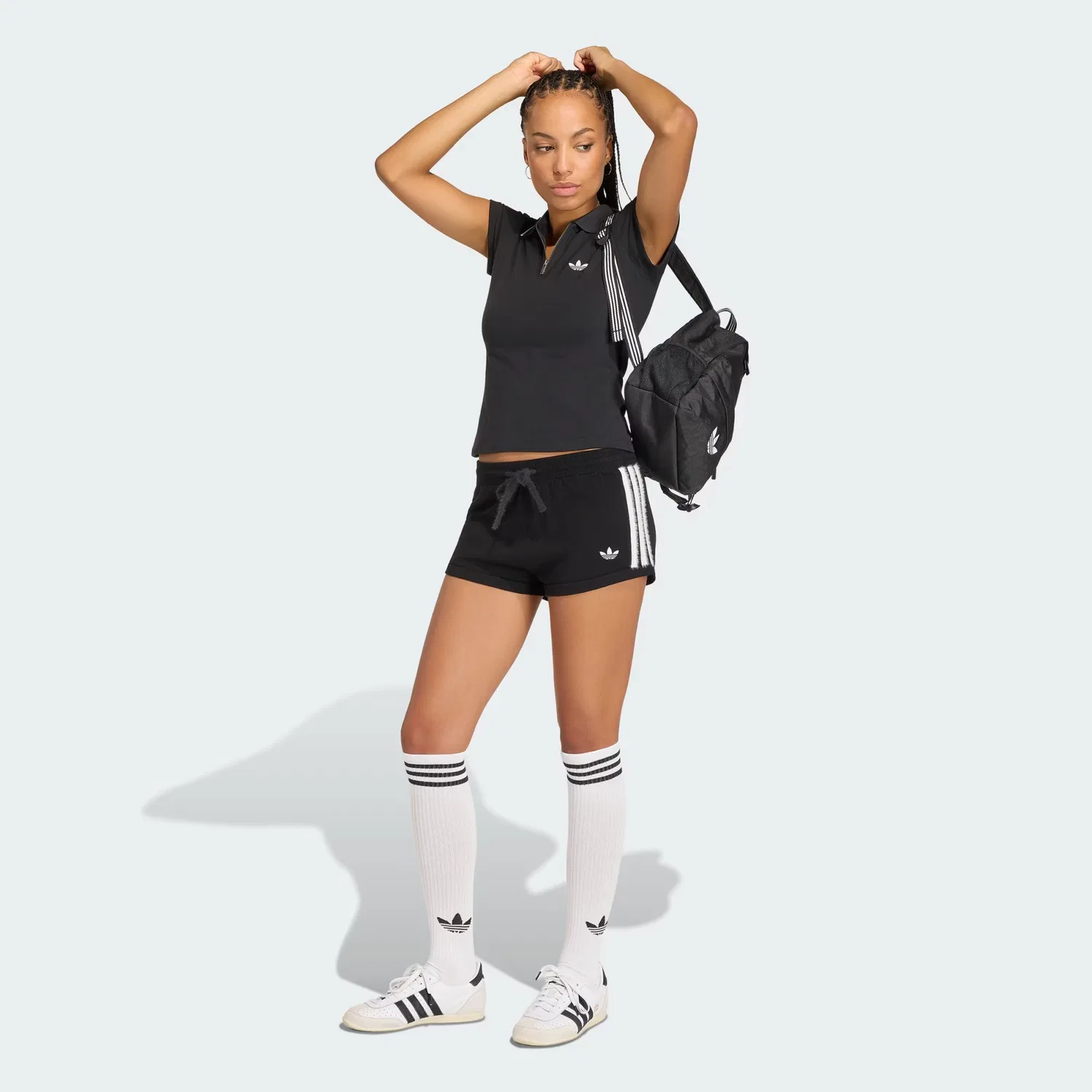 Женские трикотажные шорты прямого кроя KNITTED SHORTS Adidas Originals, черно-белый — фото 3