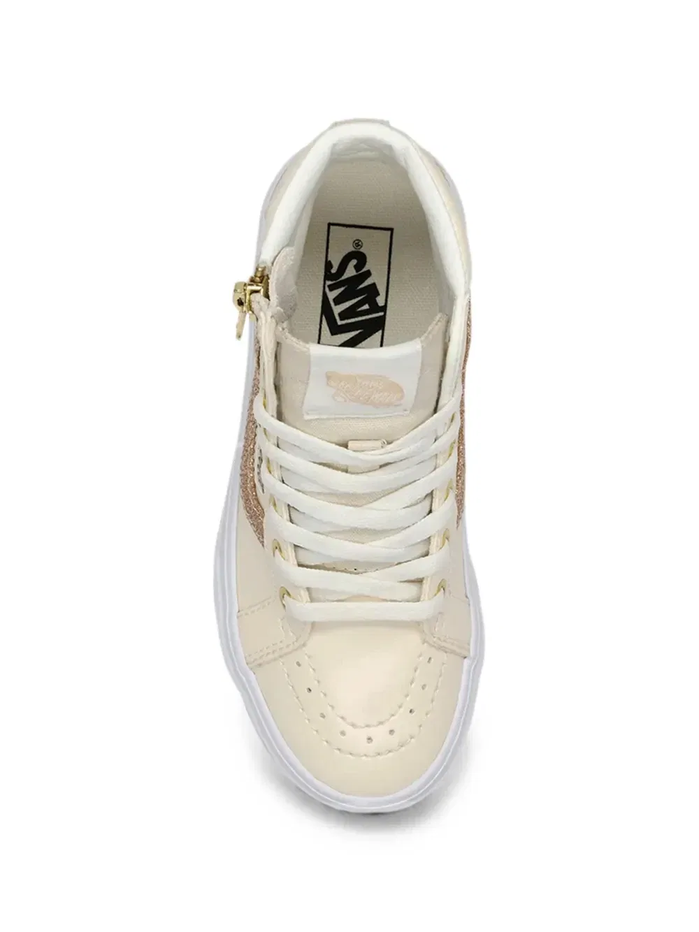 Кроссовки Sk8-Hi с блестками Vans Kids, бежевый — фото 2