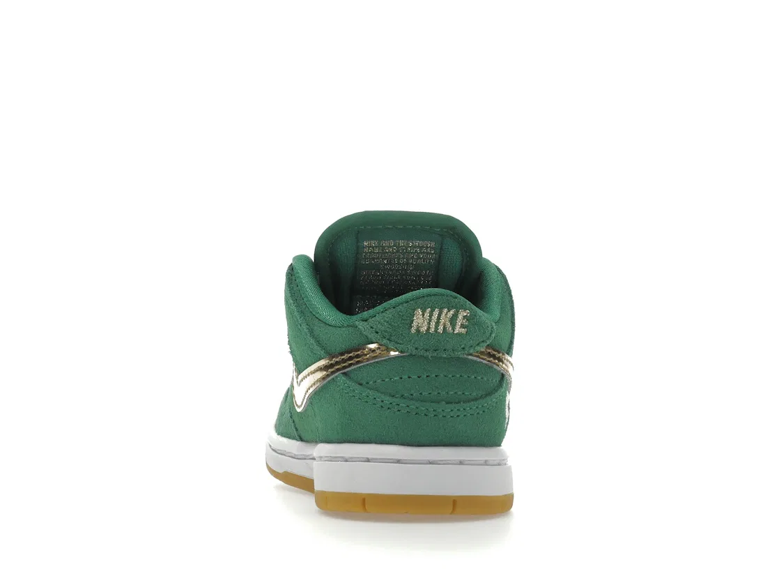 Детские кроссовки с замшевым верхом Nike SB Dunk Low Pro, Green/Metallic Gold-White-Light Gum — фото 4