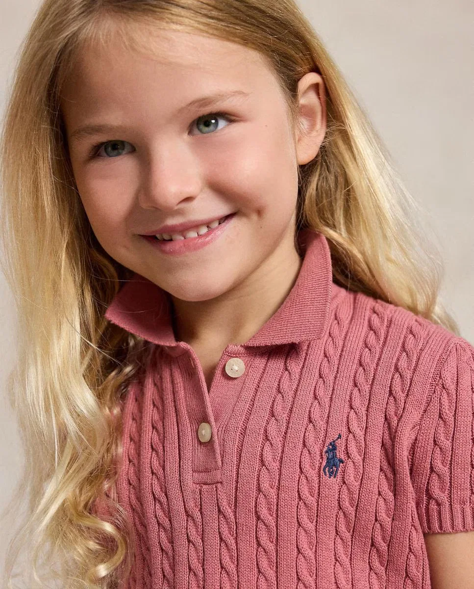 Детский джемпер из хлопка, Estilo Polo Punto Ochos, Polo Ralph Lauren, розовый — фото 3