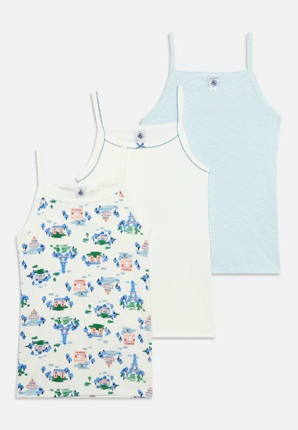 Комплект из 3 маек, хлопок, Chemises 3 pack, Petit Bateau, white/blue, белый/синий