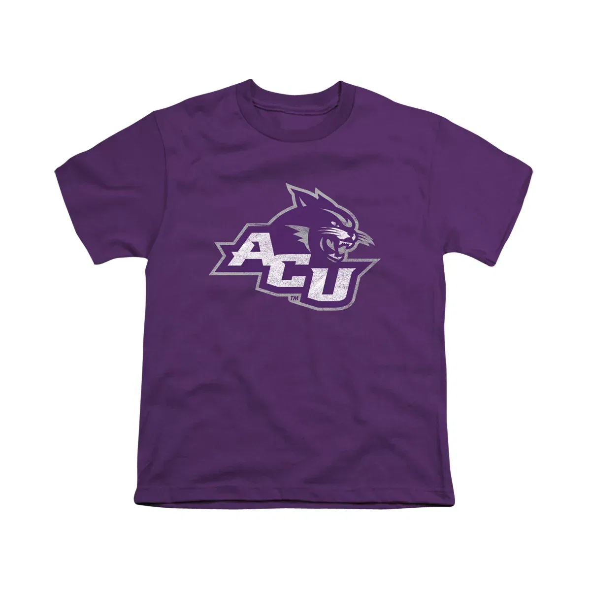 Детская футболка с принтом Abilene Christian University Distressed Primary Kids T-Shirt NCAA, Purple