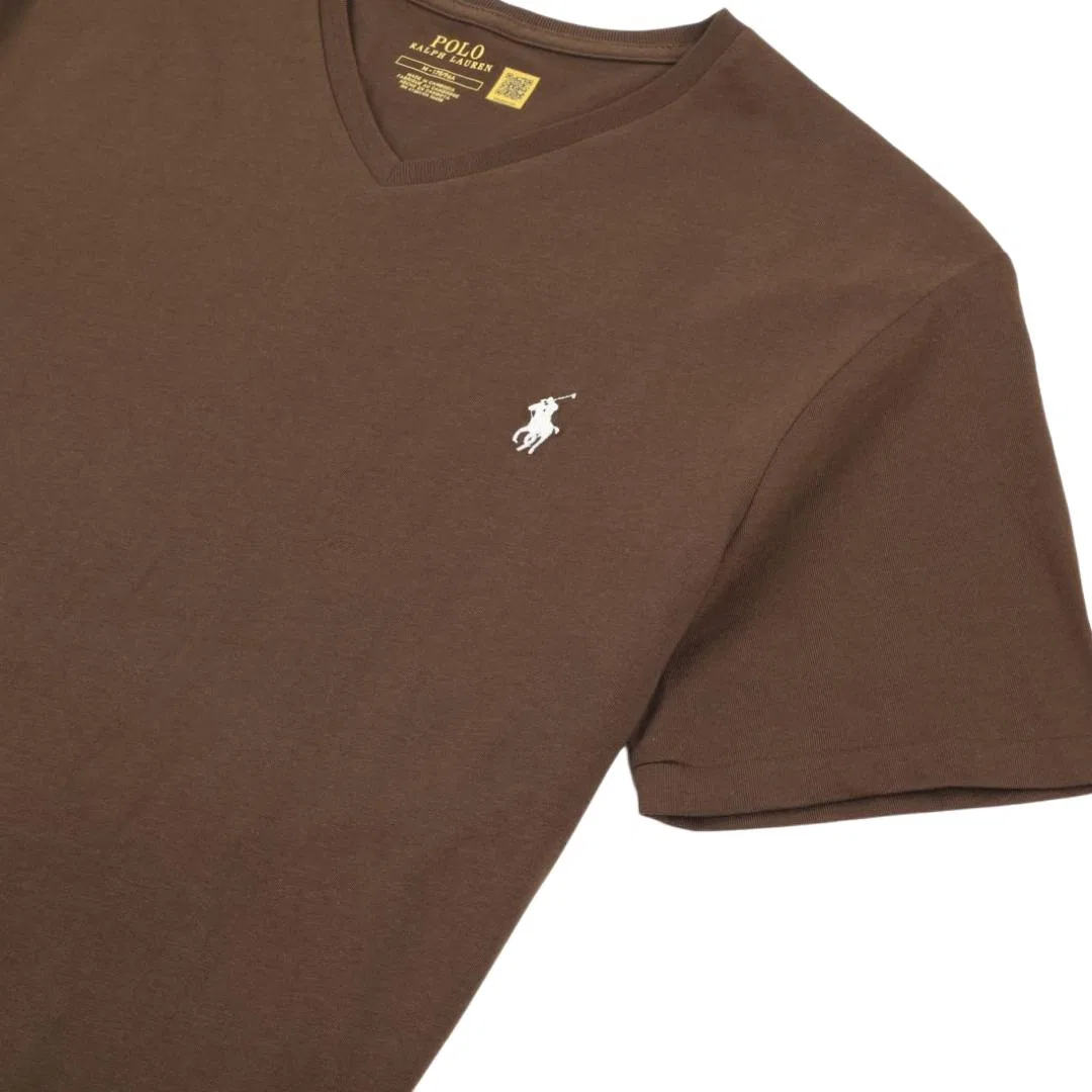 Мужская футболка с V-образным вырезом Polo Ralph Lauren, Coffee Brown — фото 4
