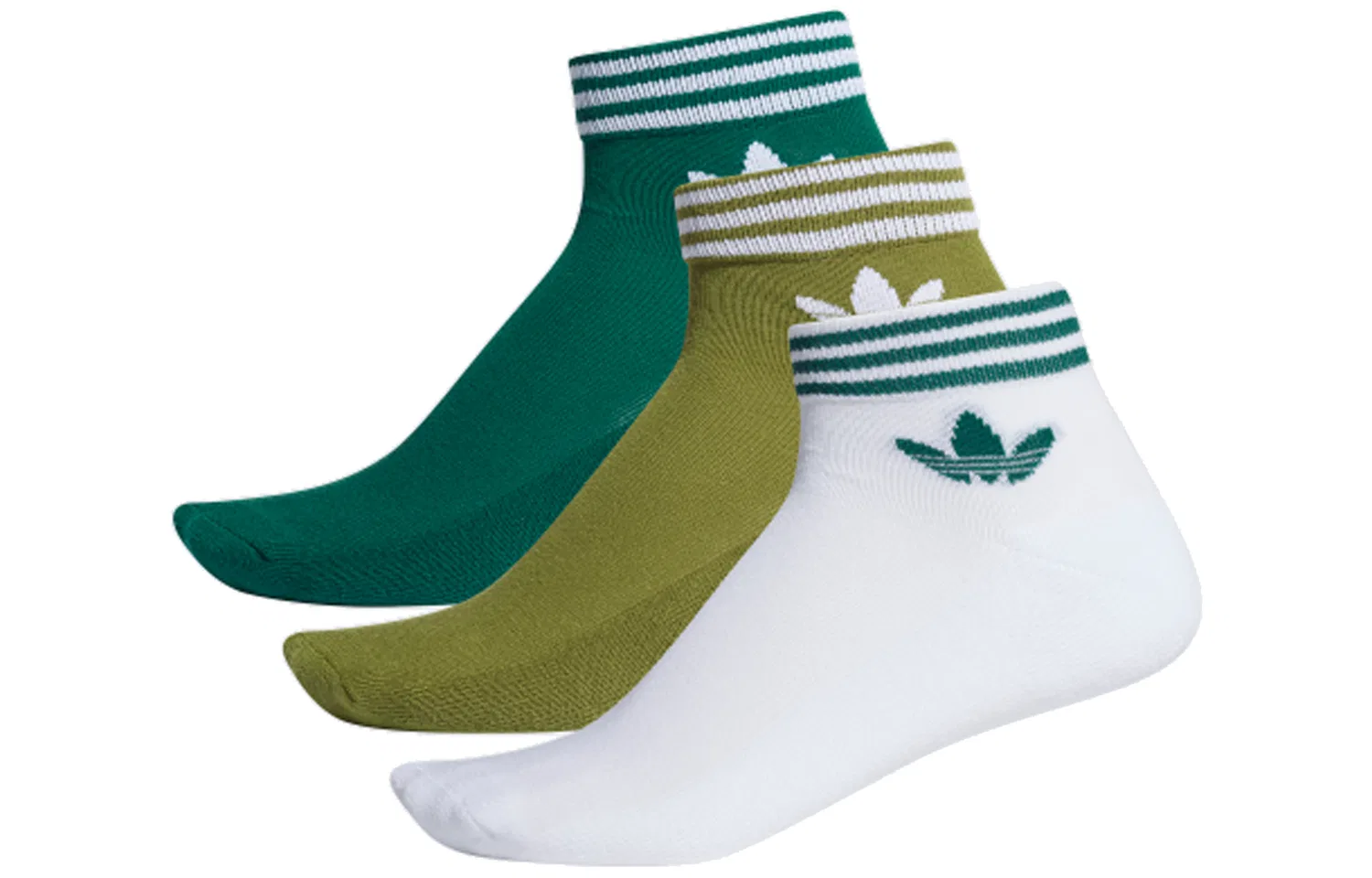 Детские носки-невидимки Adidas Originals, 3 пары, Olive Green/Forest Green/White