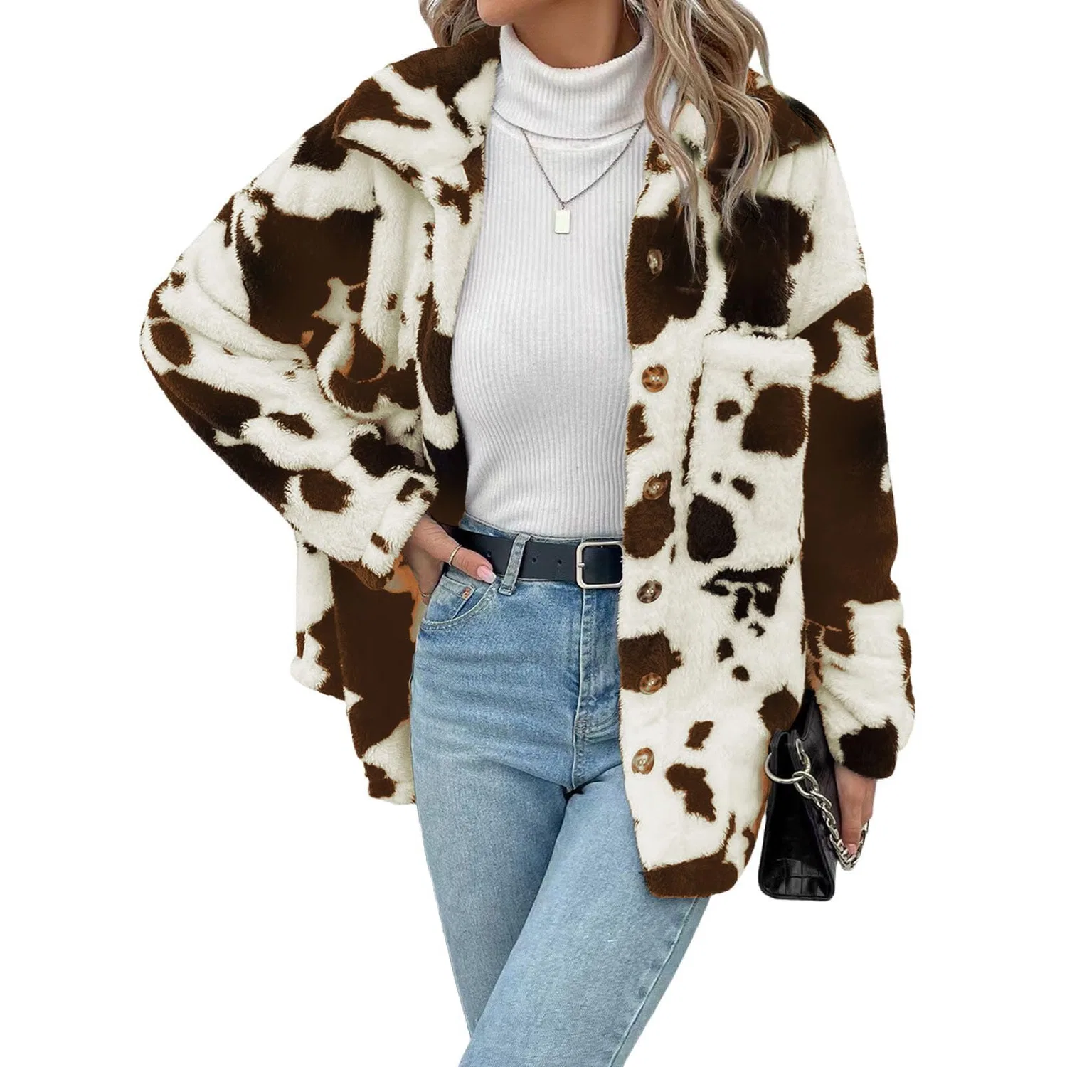 Женское двустороннее пальто с карманами Reversible Casual Cardigan, Caff File