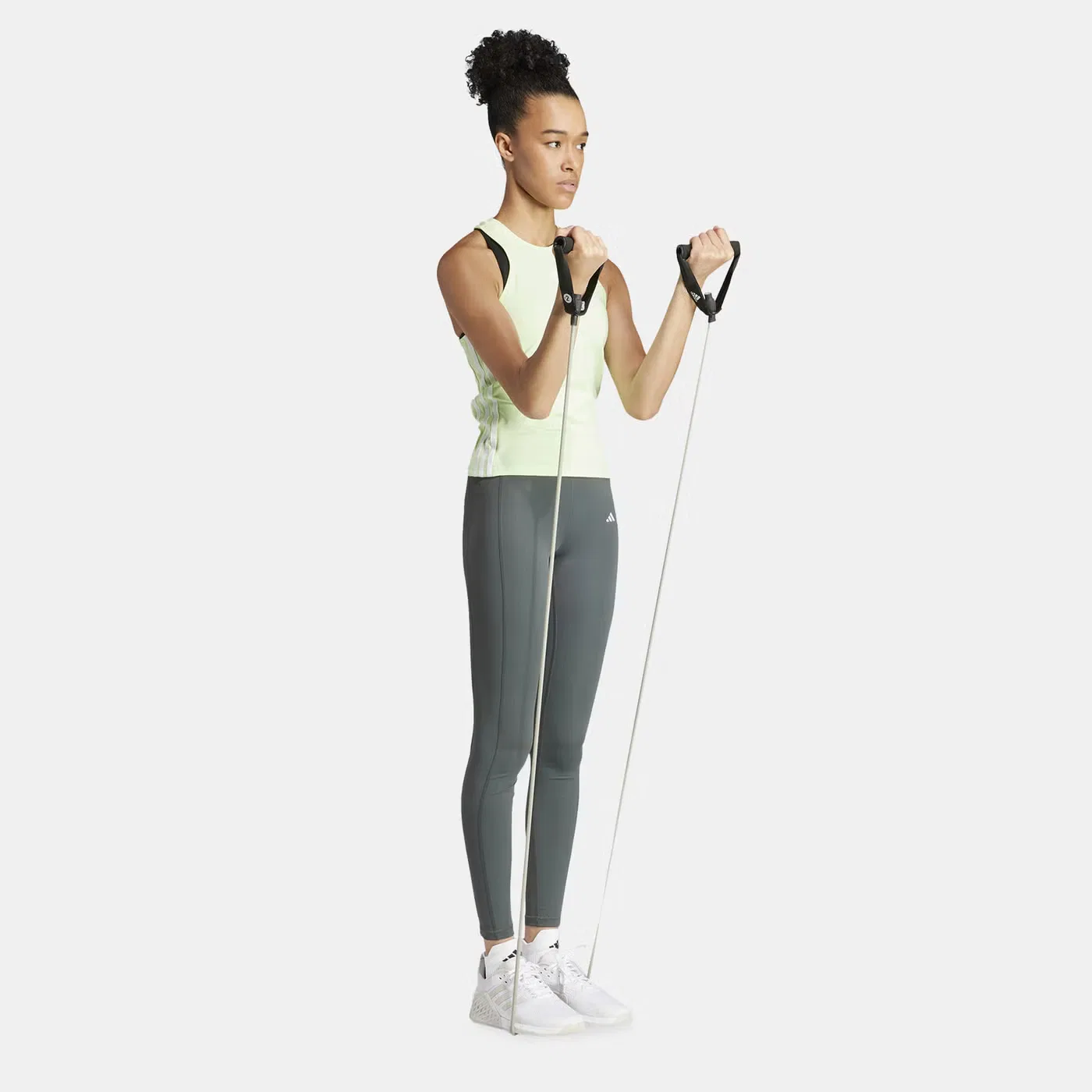 Майка спортивная с принтом 3-Stripes Train Essentials Adidas, зеленый — фото 3