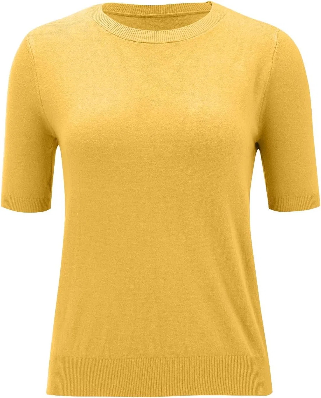 Женская дышащая футболка-свитер с круглым вырезом, Yellow — фото 4