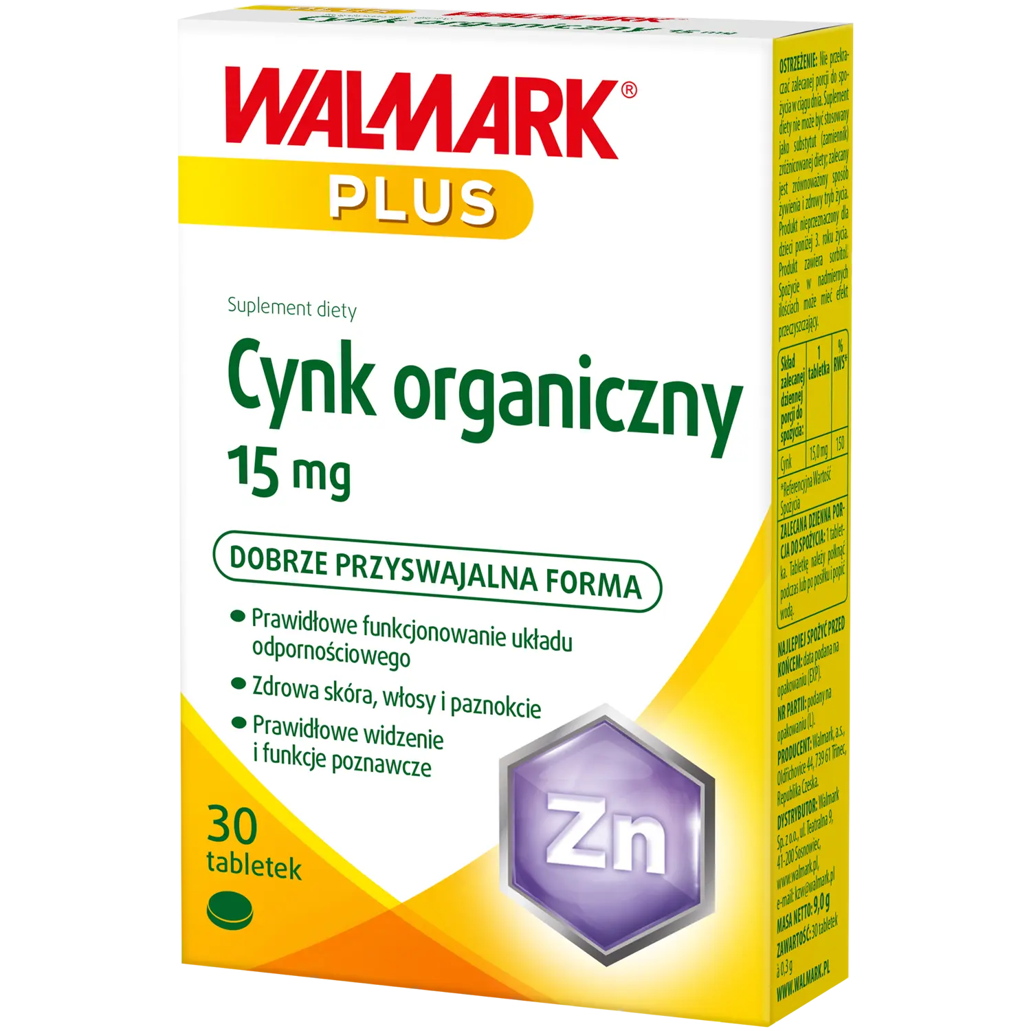

Walmark Plus Cynk Organiczny биологически активная добавка, 30 таблеток/1 упаковка