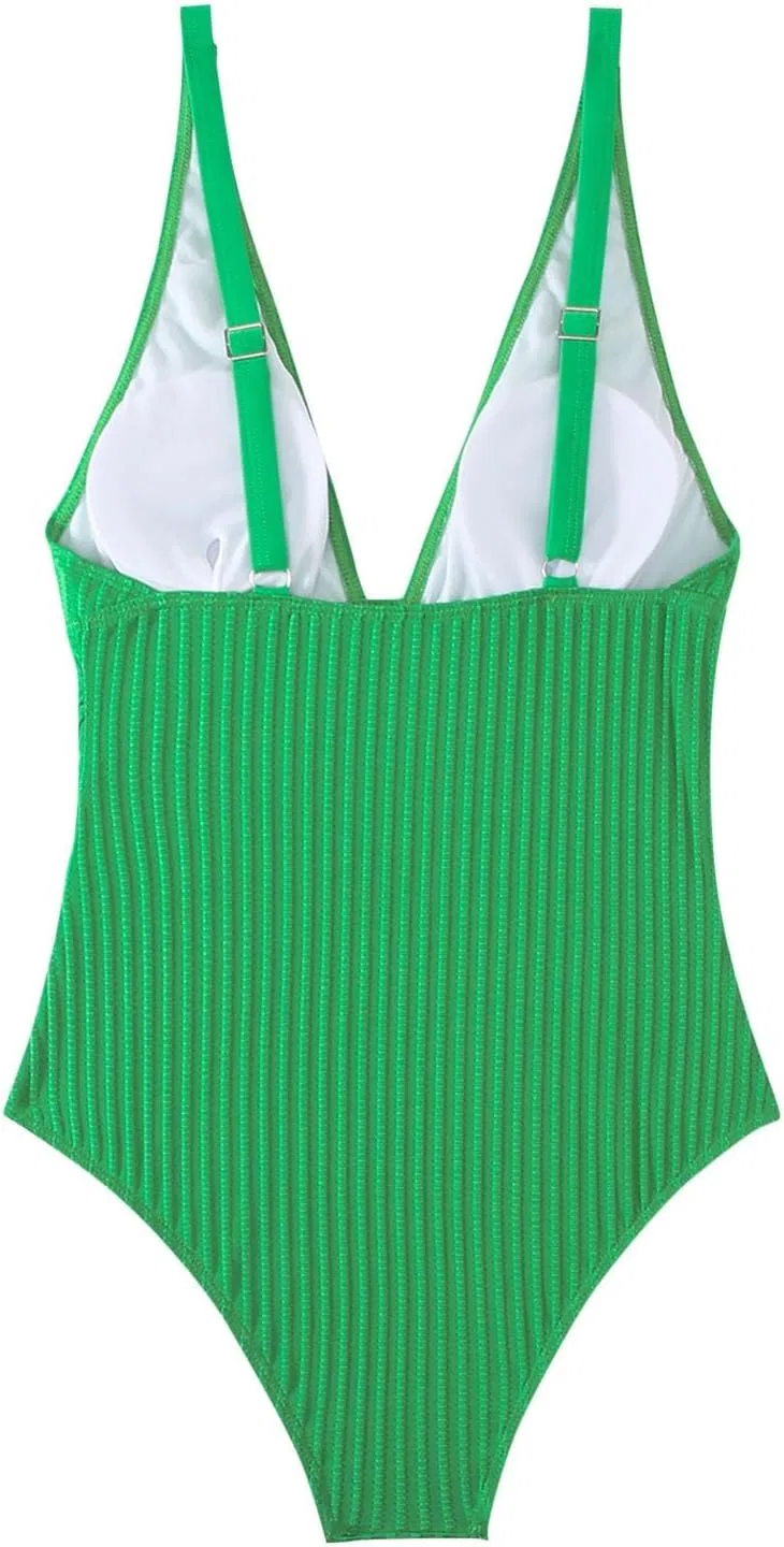 Женский слитный купальник утягивающий One Piece Swimsuit, Green — фото 4