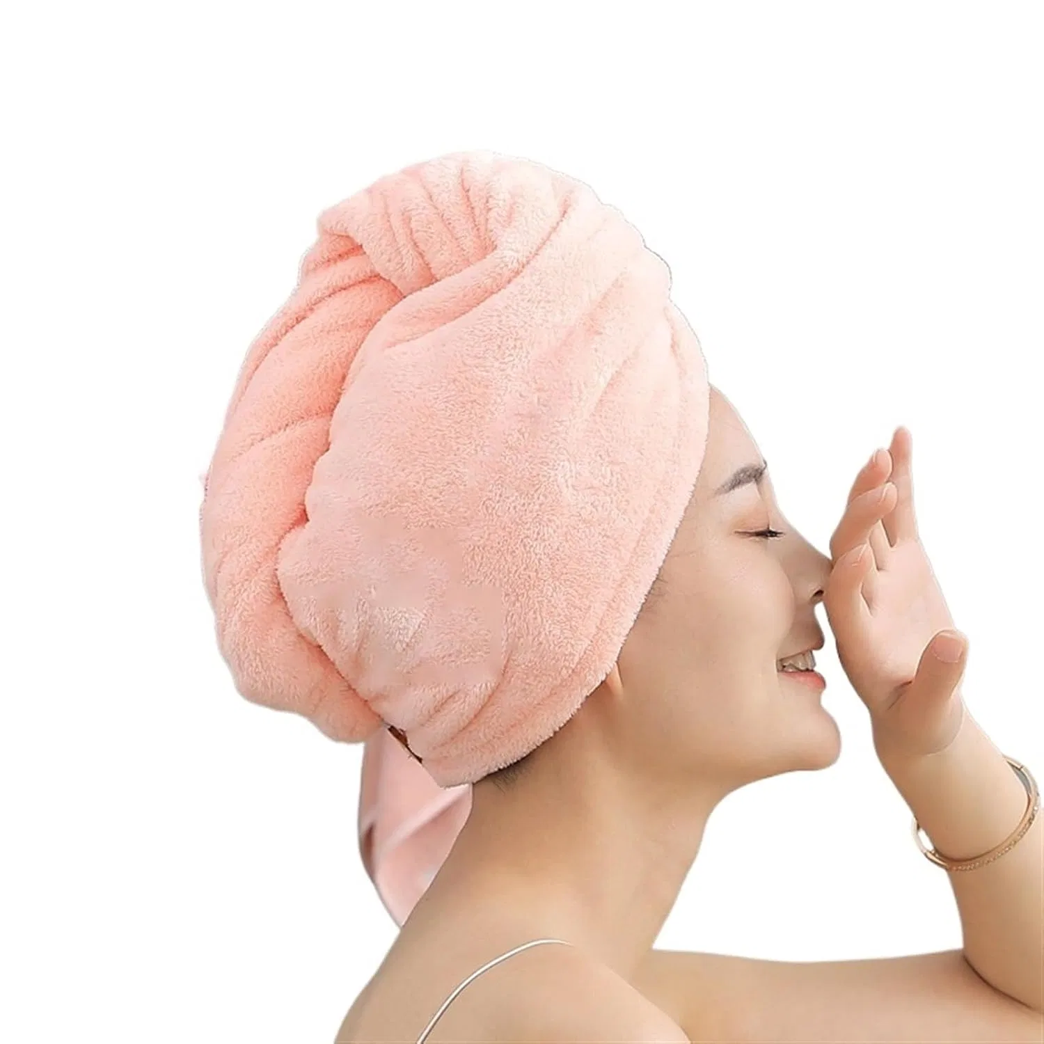 Шапочка для сушки волос TYNXK, Короткое полотенце, 25x65 см, Pure Pink