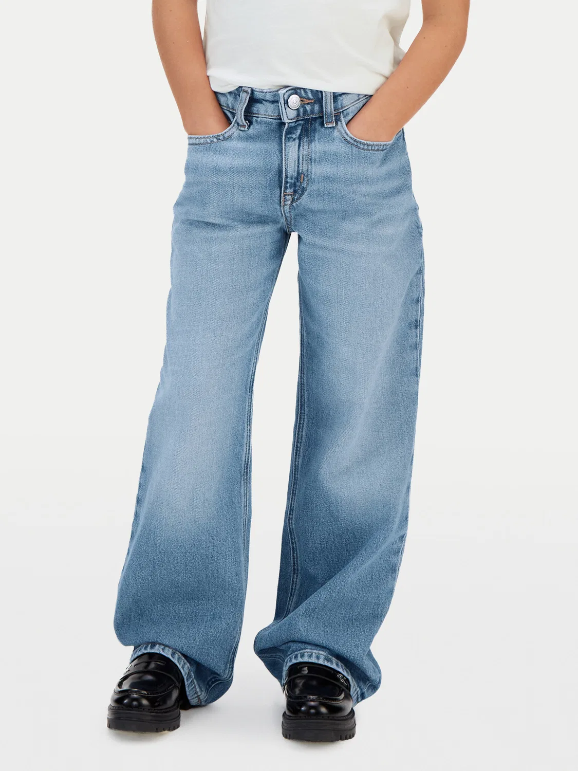Джинсы с широкими штанинами для девочки Calvin Klein Jeans, синий