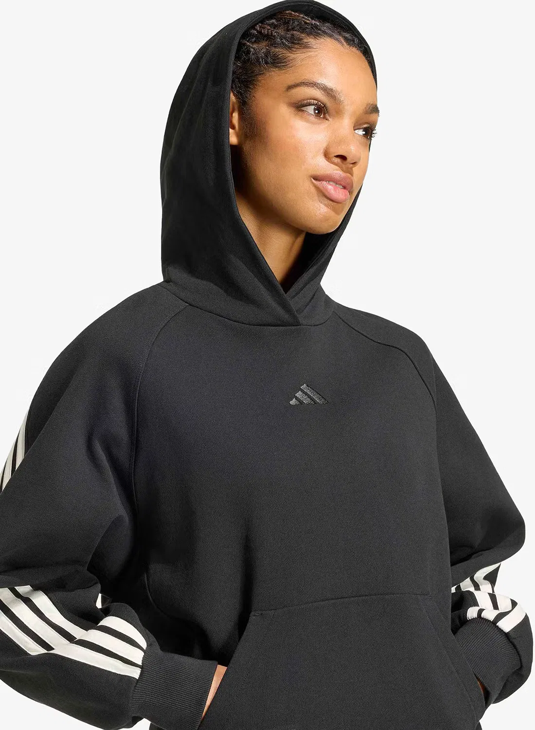 Худи с принтом 3-Stripes Adidas, черный — фото 4
