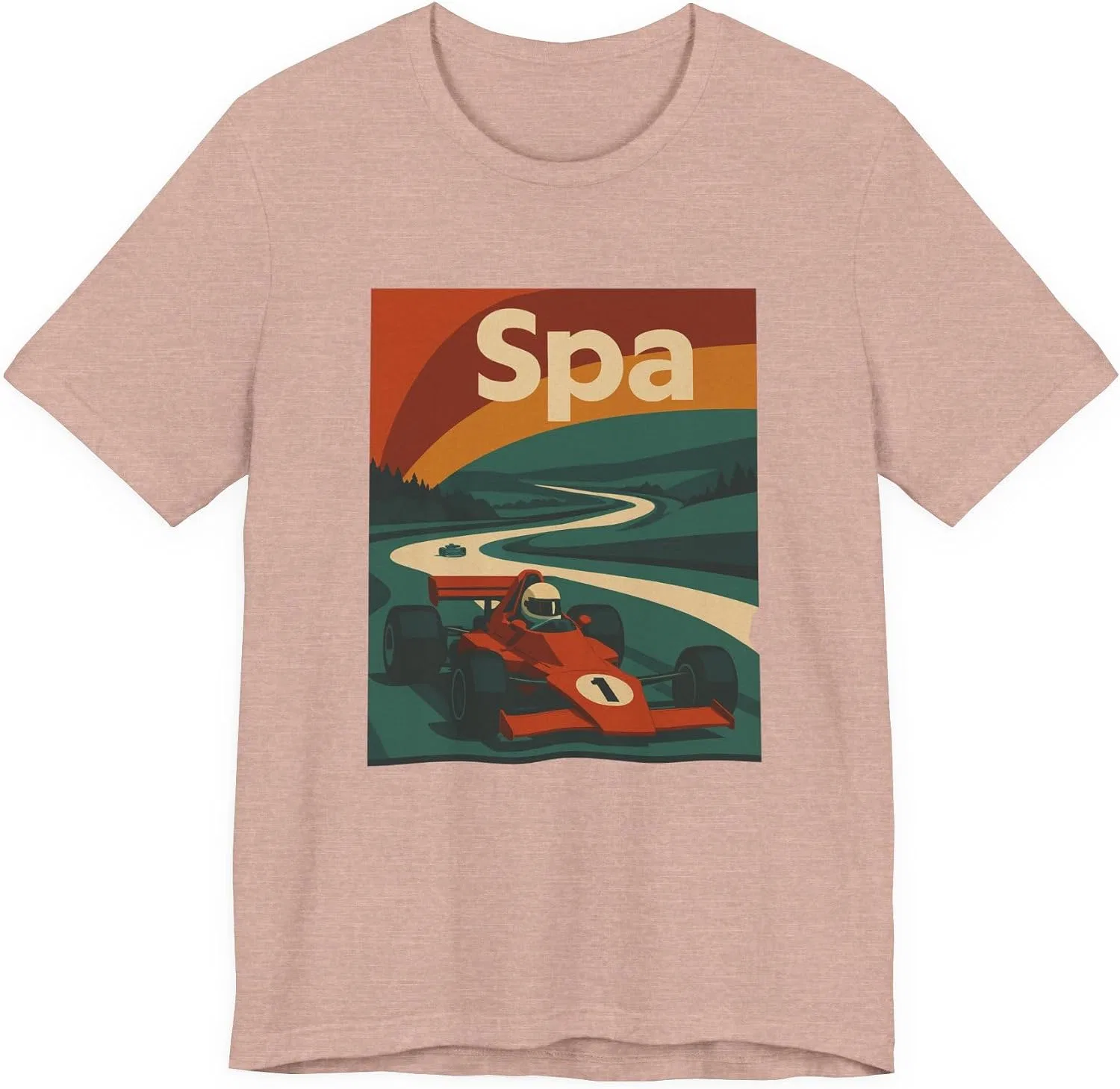 Мужская футболка с принтом Vintage Racing Spa Tee, Heather Prism Peach