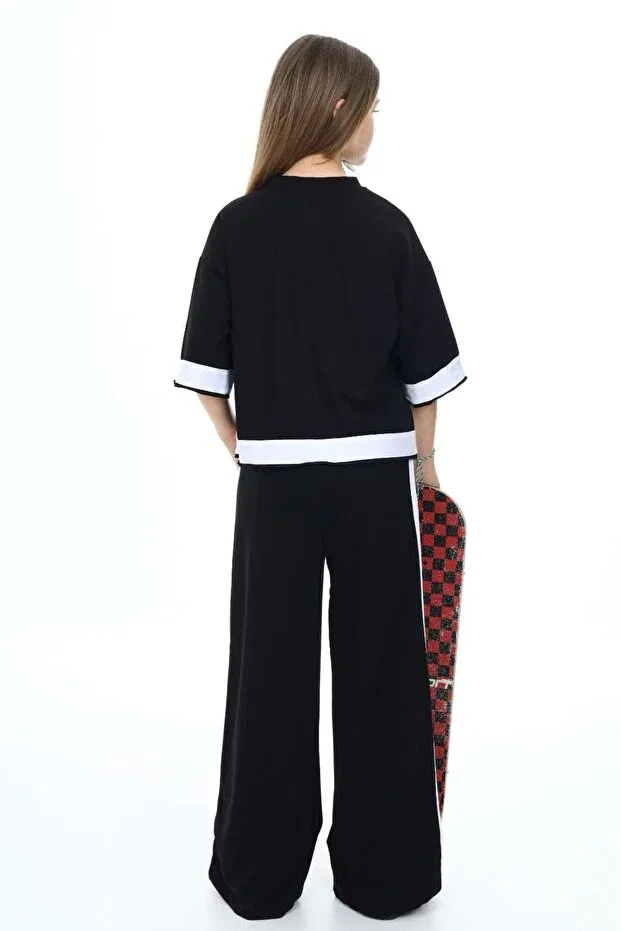 Детский комплект спортивной одежды для девочек хлопковый оверсайз Sportswear Jannock, Black — фото 2