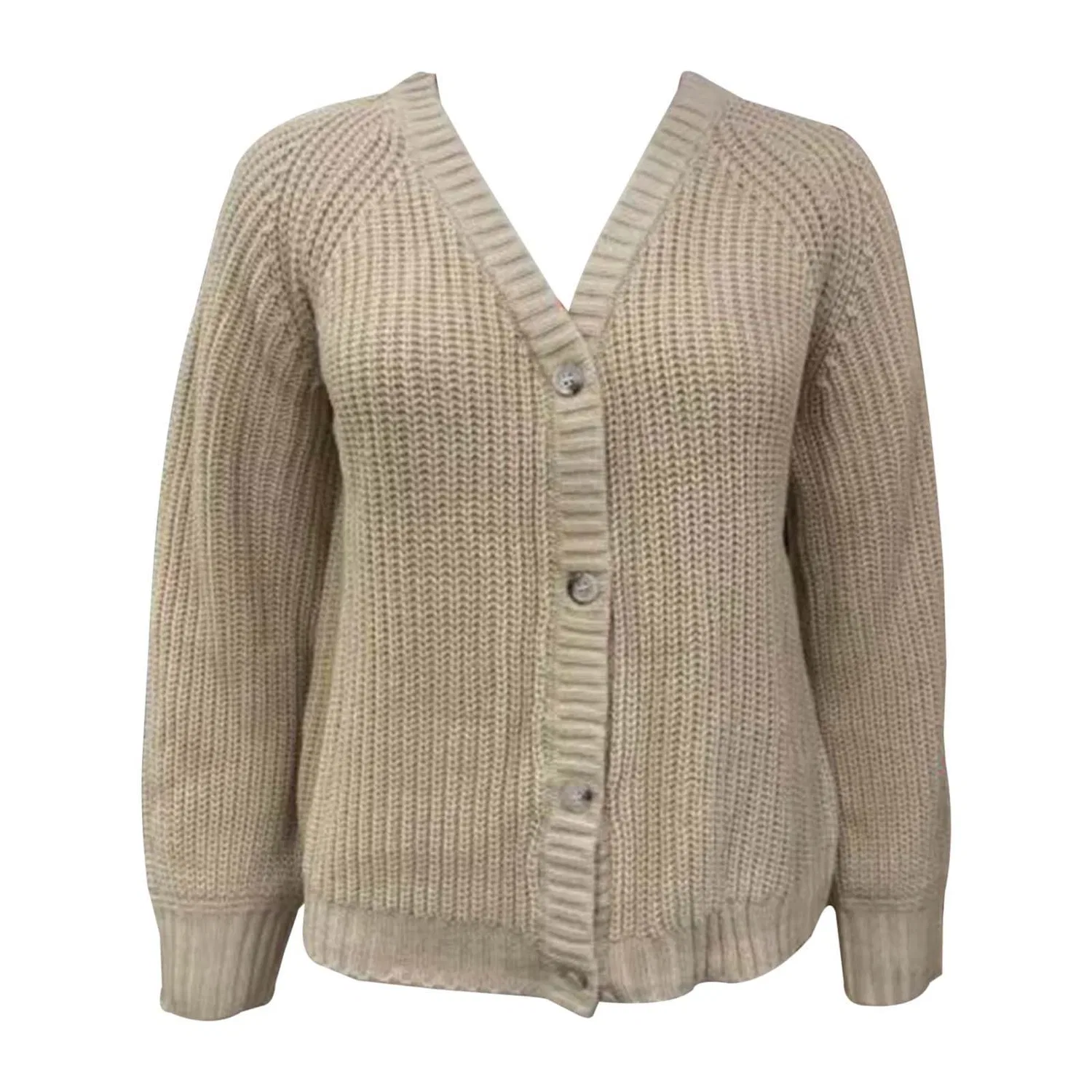 Женский кардиган свободного кроя с длинным рукавом, Beige 1 — фото 3