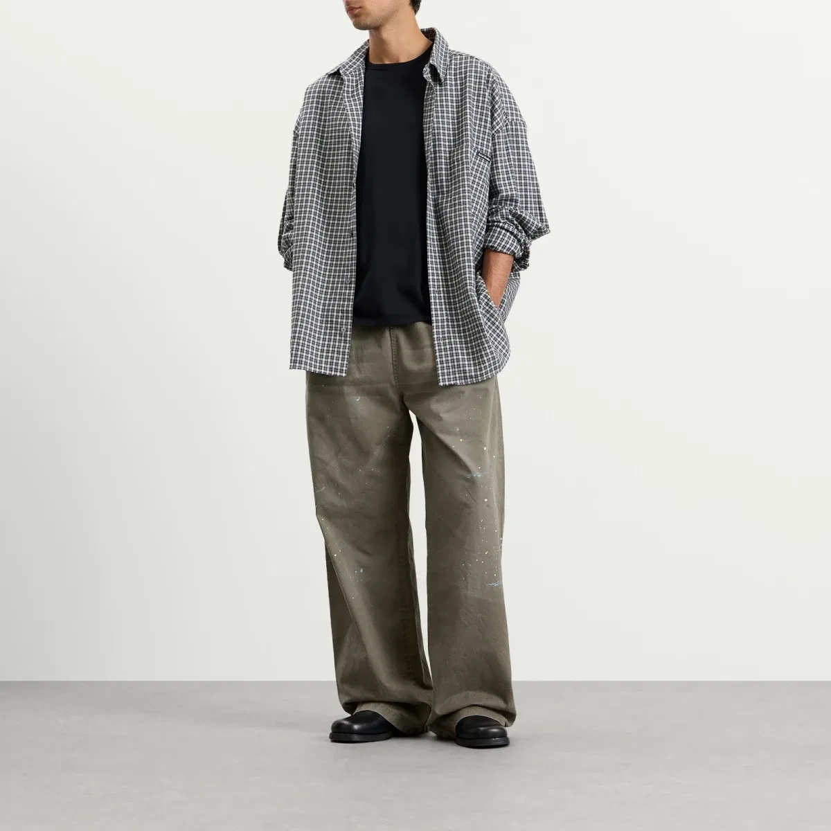 Штаны свободного кроя Plott Peached Light Cotton Twill Trousers Acne Studios, Dusty Green — фото 4