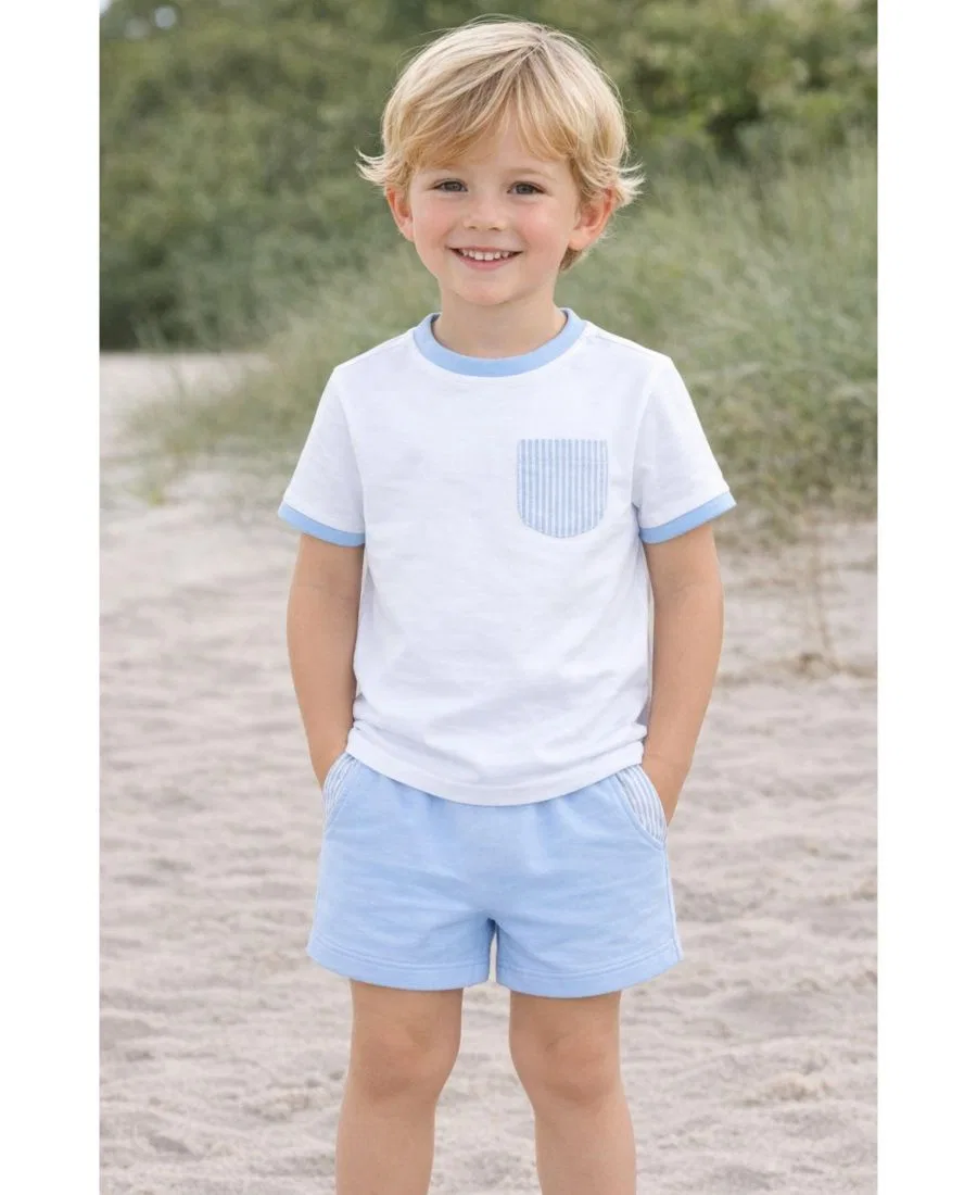 Шорты из сисака с карманами Bows Little/Big Unisex Bits & Bows, Blue — фото 2
