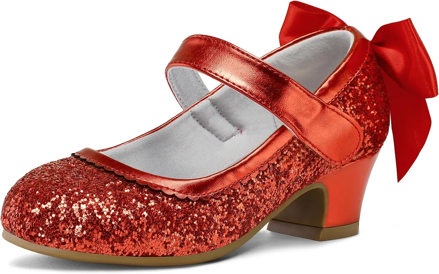 Детские туфли для девочек с блестками Mary Jane Heels K KomForme, Red Glitter Silk
