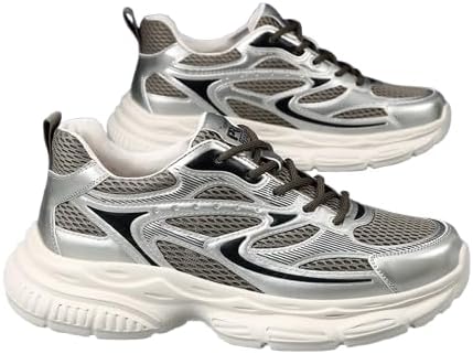 

Мужские модные серебристые массивные кроссовки, дышащие летние с толстой подошвой, кроссовки для папы для повседневного и спортивного использования Generic