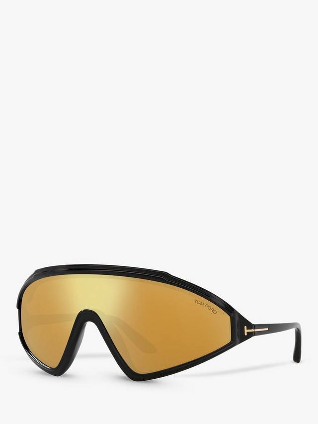 

Мужские солнцезащитные очки-обертки tr001794 TOM FORD, цвет Shiny Black/Mirror Yellow