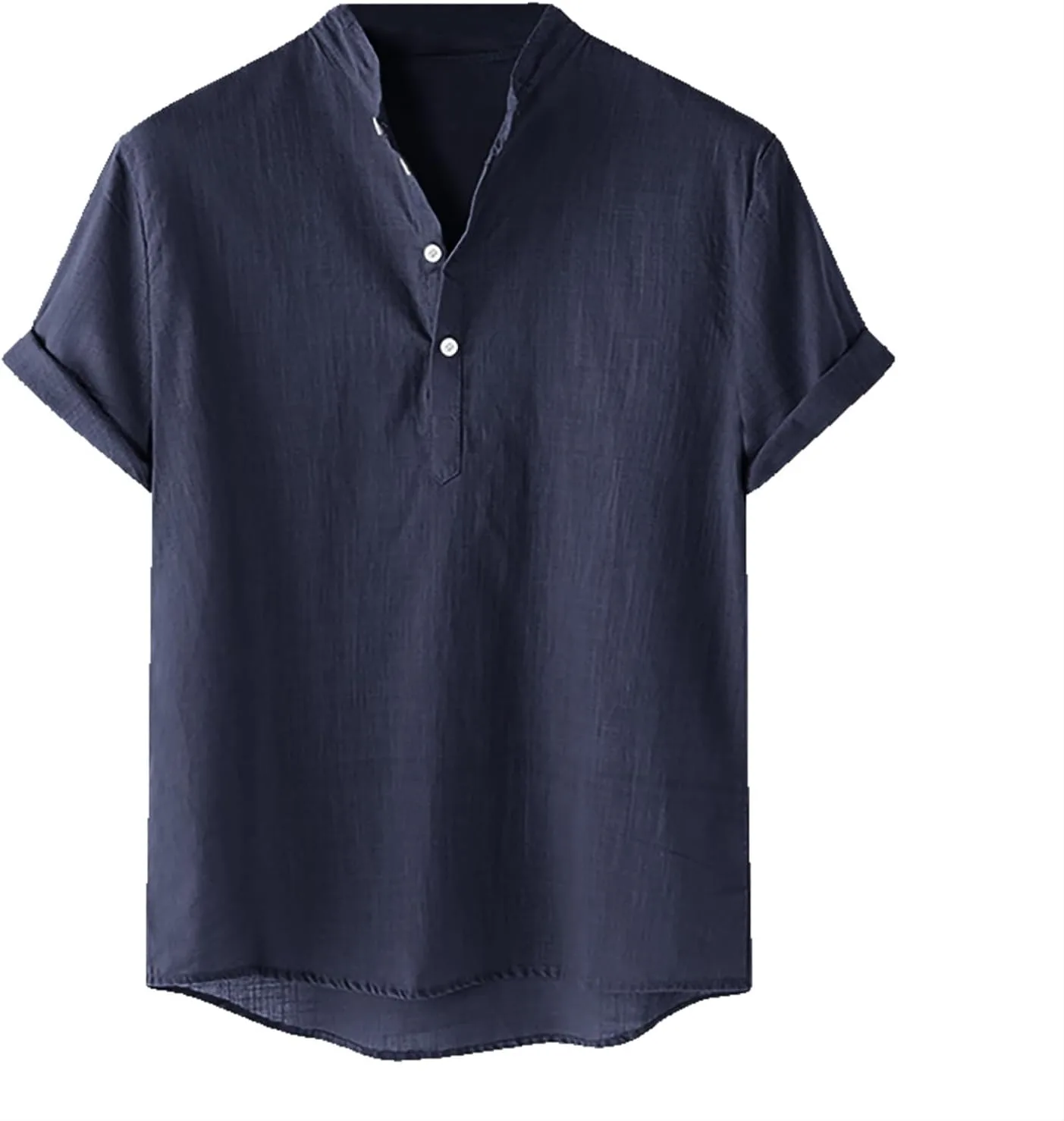 

Мужская классическая поло из льна с коротким рукавом QUNPIU