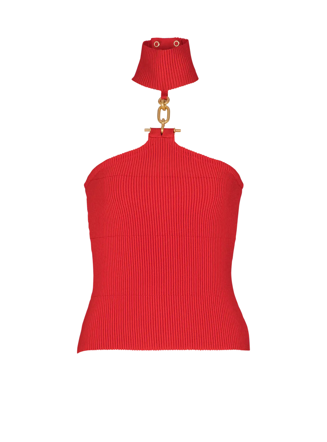 

Вязаный топ без рукавов с отделкой декором Balmain, красный