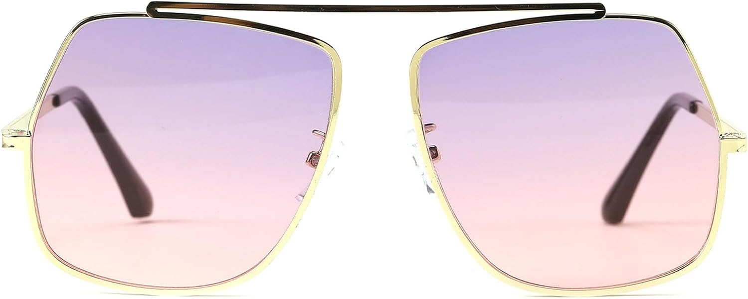 

Крупные квадратные солнцезащитные очки для женщин, модные большие очки-пилот в золотой металлической оправе, солнцезащитные очки 2025 года, модные женские солнцезащитные очки mincl, Purple Light Pink