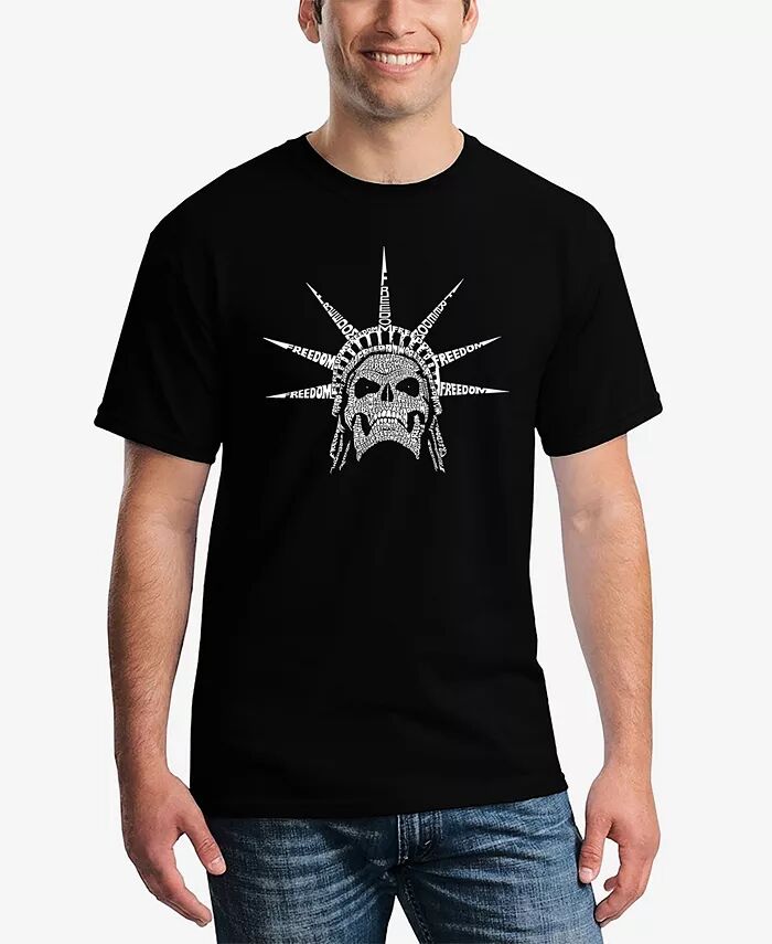 

Мужская футболка с коротким рукавом Word Art Freedom Skull LA Pop Art, черный