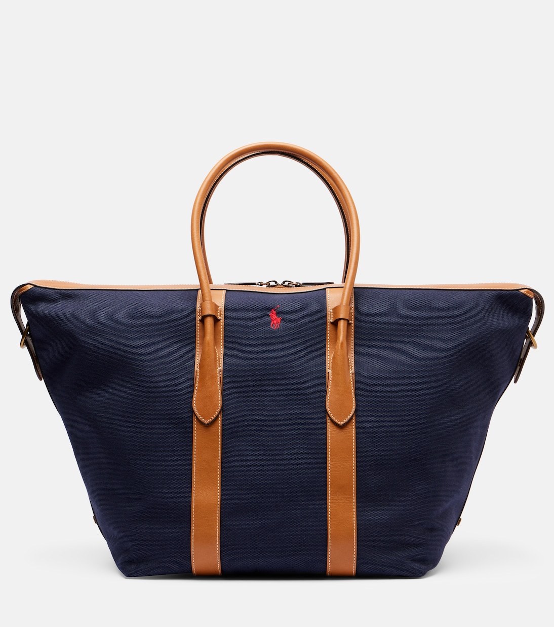 

Классическая большая сумка-шоппер из холста с кожаными деталями Polo Ralph Lauren, Navy/Cuoio