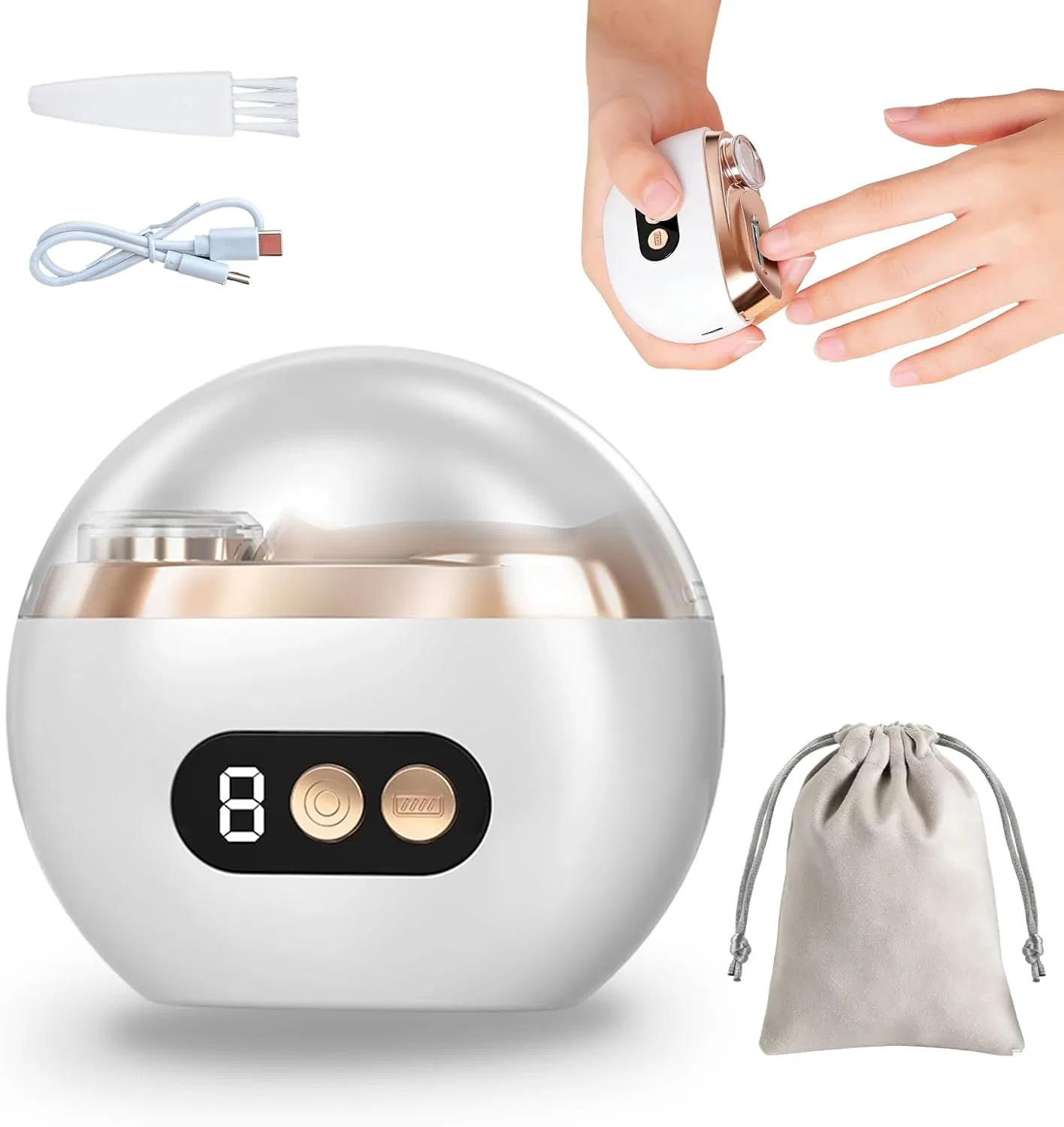 Электрическая пилка-триммер для ногтей 2-в-1 с LED-подсветкой Xerteam