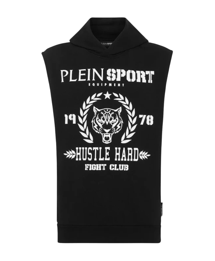 

Футболка с капюшоном It без рукавов с тигром Plein Sport, черный