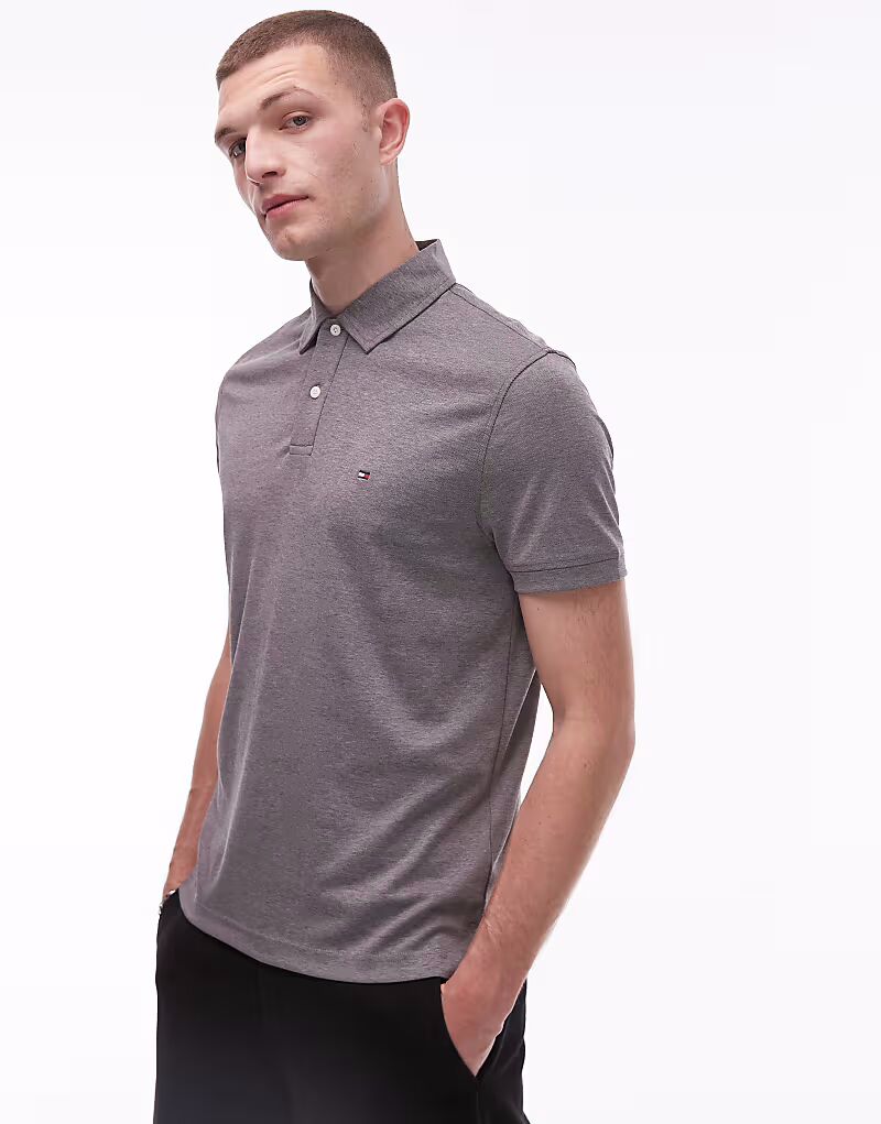 

Рубашка поло Tommy Hilfiger oxford regular серого цвета