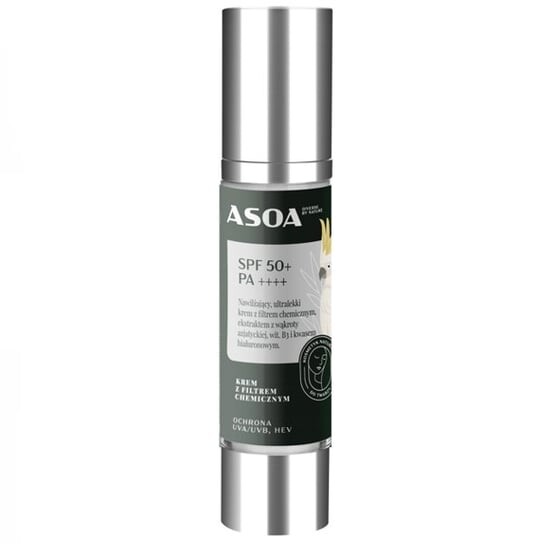 

Крем с химическим фильтром, защита UVA UVB HEV SPF 50+ PA++++ Asoa