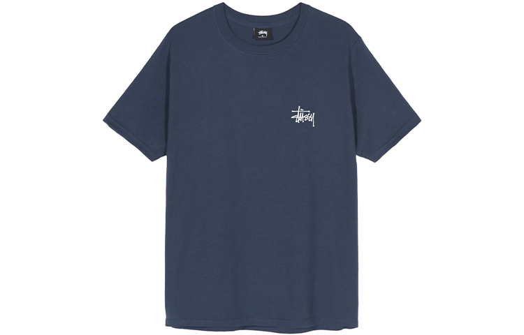 Футболка Basic Stussy, морской синий с белым логотипом — фото 4