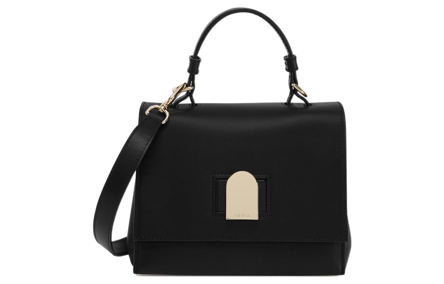 

Furla Римская зернистая мягкая кожаная мини-сумка через плечо кросс-боди женская черная