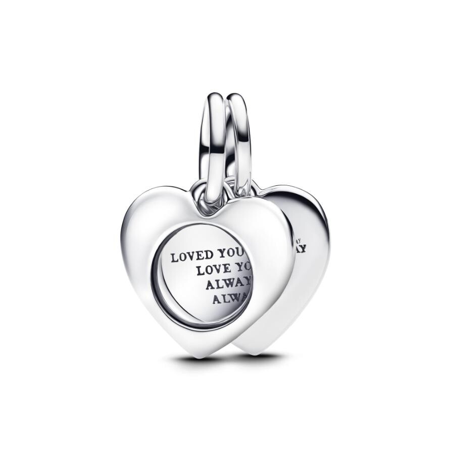 

Шарм Pandora Engravable Heart Magnifying Glass Double Dangle Charm, стерлинговое серебро