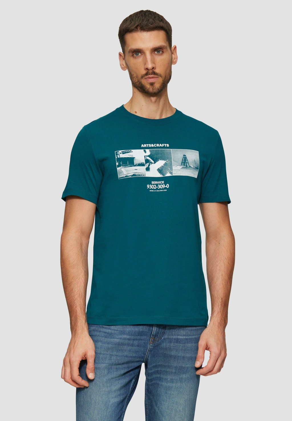 

Футболка с принтом MIT CREW NECK UND FRONTPRINT s.Oliver, хаки